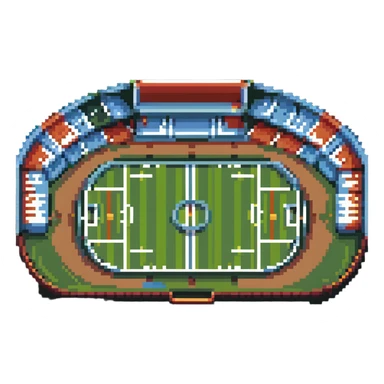 quidditch field with goal hoops and stadium seating around the oval field sticker