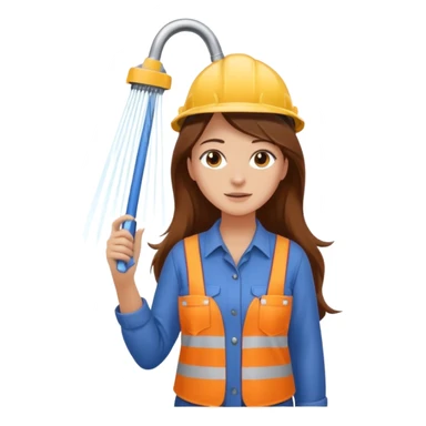 beautiful girl with long brown hair constructing new shower area sticker