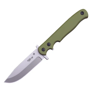 tactical bushcraft knife with olive green handle sticker
