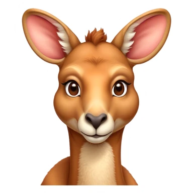 Cinematic Noble Adult Red Kangaroo Portrait Emoji, Poised and regal, with a robust, muscular build, tawny reddish fur, and a distinctive camel-shaped head featuring a slightly elongated snout, prominent ears, and keen, observant eyes, Simplified yet sharp and sophisticated features, highly detailed, glowing with a warm, sunlit glow, high shine, intelligent and commanding, stylized with an air of outback authority, focused and vigilant, soft glowing outline, capturing the essence of a watchful guardian that seems ready to bound out of the screen with effortless power! sticker