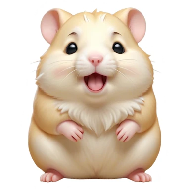 Cinematic Cute Yawning Cream Hamster Portrait Emoji, Head tilted slightly with a dramatic, wide-open yawn, showcasing a soft, pristine cream coat with tiny droopy ears, round dark eyes barely open in drowsy contentment, Simplified yet irresistibly adorable features, highly detailed, glowing with a soft, cozy glow, high shine, relaxed yet expressive, stylized with a touch of whimsy, bright and endearing, soft glowing outline, capturing the essence of a sleepy yet affectionate hamster, so drowsy it feels like it could stretch out of the screen and curl up for a nap! sticker