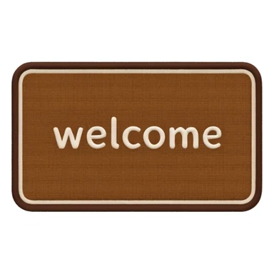 door mat with welcome message sticker