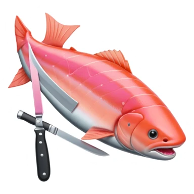 Salmon holding a knife sticker