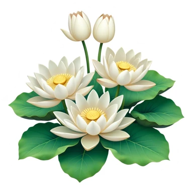 bouquet white Nymphaea lotus,stem, lotus leaf sticker