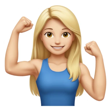 blonde long straight hair young women show biceps emoji sticker