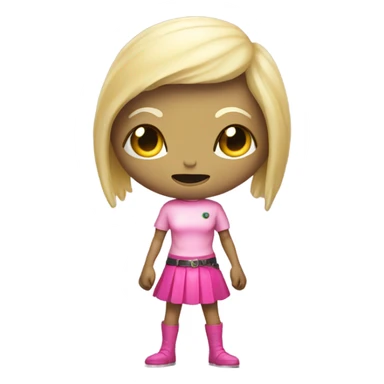 reptilian alien woman, blonde, in pink leather mini skirt, full body sticker