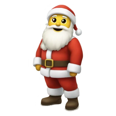 White Santa clause standing near a tree and a fire place sticker