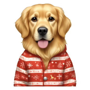 Golden retriver in Christmas pjs sticker