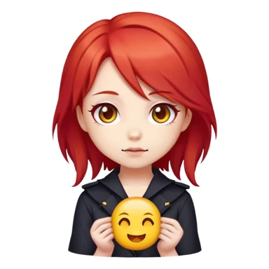 chibi girl with red hair, vibe discord emoji sticker