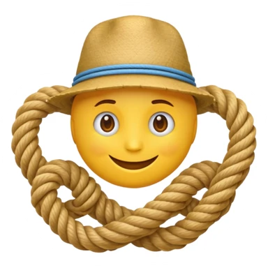 can you make a generic emoji of an individual (who works on a dock, but do not generate the dock itself) holding a rope neatly coiled in their hands? I do not want an emoji of a human person. Can it be a yellow emoji of a circular head like the original emojis? sticker