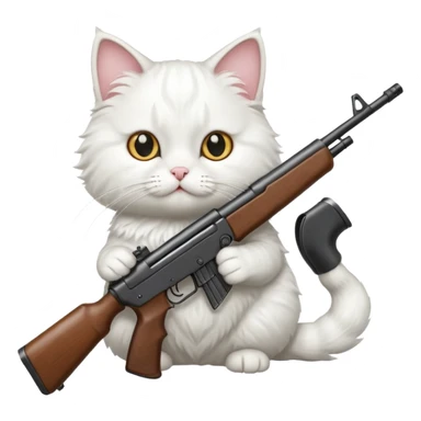 White Cat shooting a rifle sticker