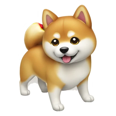 Shiba inu with apple vison pro sticker