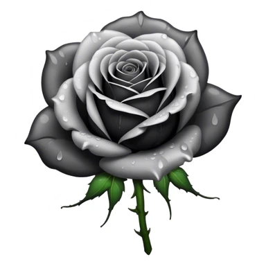 black rose greyscale colors, red blood droplets sticker