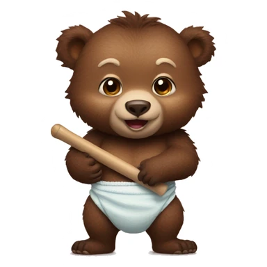 baby Grizzly holding a bat wearing a diaper sticker