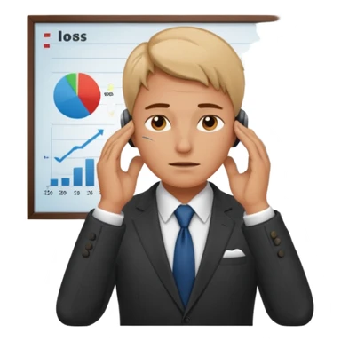 tired marketer rubbing temples surrounded by charts sticker