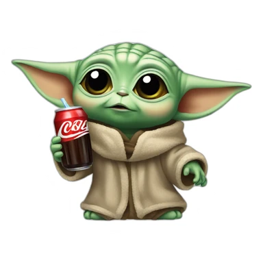 Baby yoda drinking cola sticker