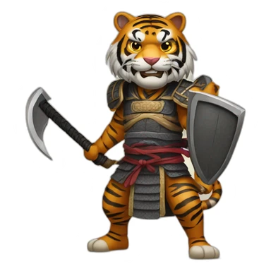 Tiger samurai holding axe sticker