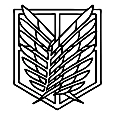 Survey Corps emblem from Attack on Titan, minimalistic icon style, clear lines, no background sticker
