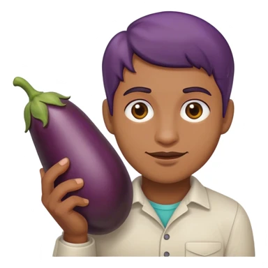 Emoji holding eggplant sticker