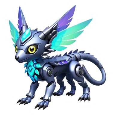  exotic futuristic modern cyber-Fakémon-Digimon-Trico-creature sticker