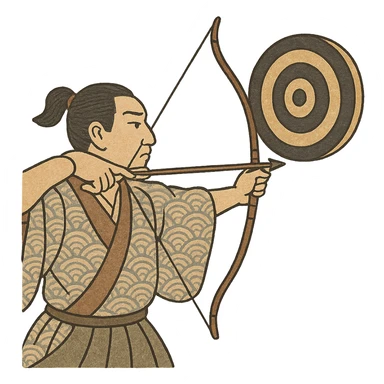ukiyo-e style archery target, traditional Japanese illustration, no background sticker