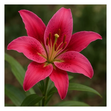 realistic style lily flower in vibrant pink color sticker