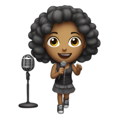 singing girl with microphone at concert sticker