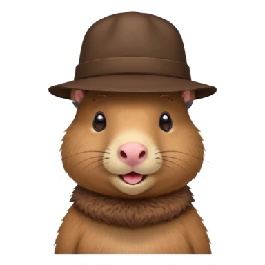 Cute capybara with blush wearing a hat sticker