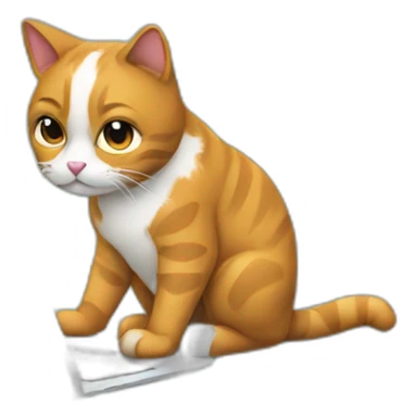 cat developer working on laptop sticker