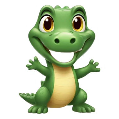 Tiny little Alligator waving goodbye surrounded by hearts sticker