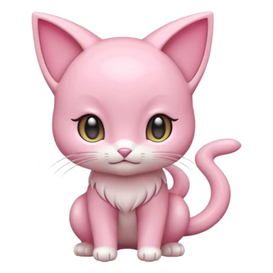 Chibi hyper-realistic life-like anime-styled original Mew-Pokémon sticker