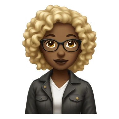 Lighskined Black girl with blonde curly hair and glasses sticker