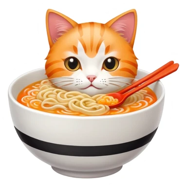 Cat eating ramen  sticker