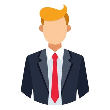 business man with blonde hair in suit and red tie sticker