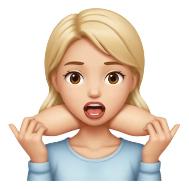 girl holding neck crossed mouth open sticker