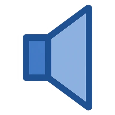 Create a very simple flat color clip art style sound icon with no text. Use three blue shades from the palette, focusing on blue and light blue tones. Reimagine the speaker shape with minimal design and transparent background. sticker