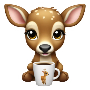 Baby deer drinking coffee sticker