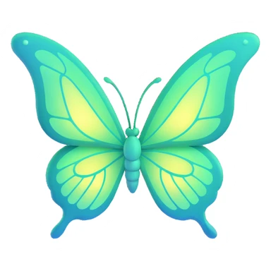 vibrant #c0ff53 green butterfly with large glowing wings, soft gradients, magical sparkles, surrounded by dreamy aura, elegant 3D cartoon fantasy art, transparent background, Discord role icon sticker