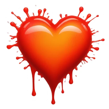 bleeding red heart glowing red-orange with splatter sticker