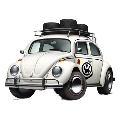Volkswagen “Herbie Rides Again” themed Bug with wide chrome mag wheels and tires  sticker