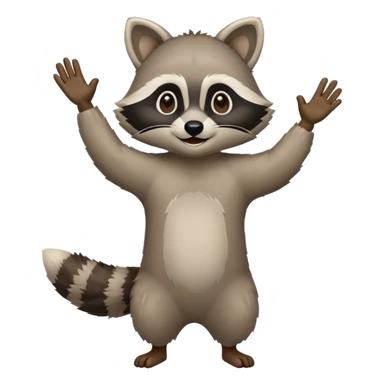 a full body raccoon celebrating hands up  sticker