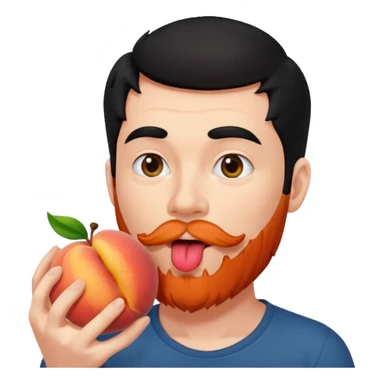 Black hair Man red beard licking peach sticker