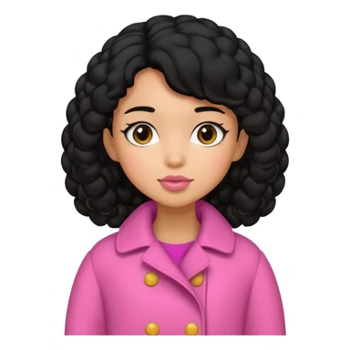 A caramel skinned girl that’s has puffy black hair in a puff skinny and wears a pink coat  sticker