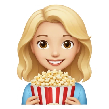smiling girl with popcorn sticker