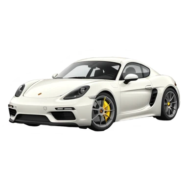 Matte White colored exterior 2024 Porsche 718 Cayman GTS 4.0 with "yellow ceramic brake calipers" only and dark silver anthracite rims sticker