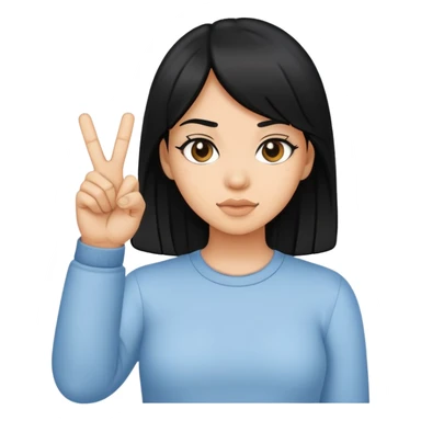 Light tan skin girl with black hair holding the middle finger sticker