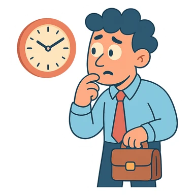 office worker looking at a clock sticker