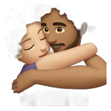 Light skin man with dark curly hair hugging a blonde curvy woman sticker