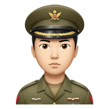 serious asian photorealistic soldier sticker