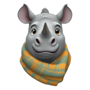 rhino wearing a scarf sticker